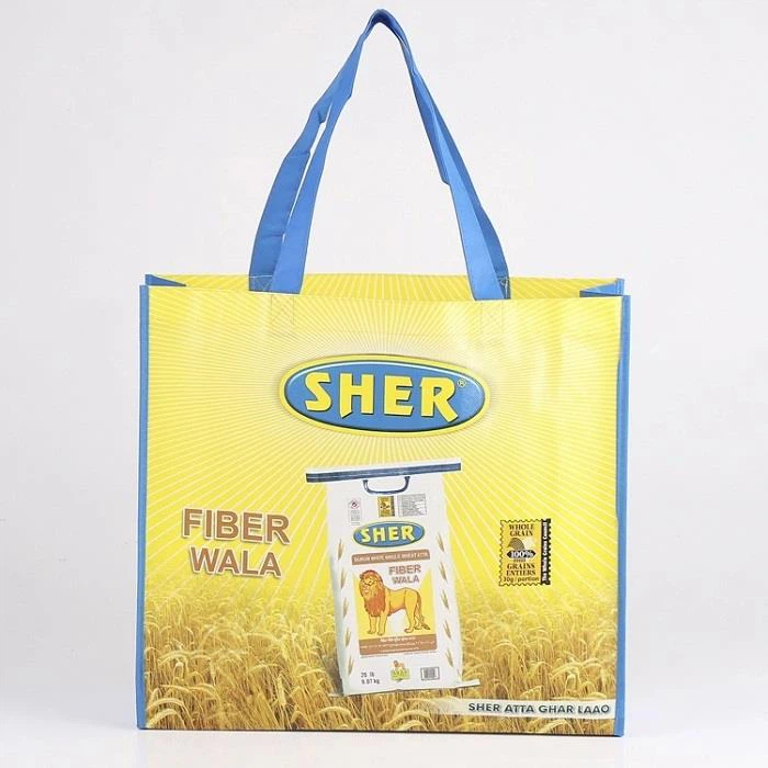 Biodegradable Custom Printed Designs Red Laminated PP Non-Woven Carried Tote Fashion Packing Bag for Shopping Gift